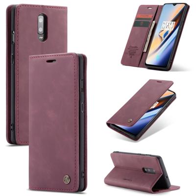 CaseMe-013 multifunctionele horizontale Flip lederen draagtas met kaartsleuf & houder voor Galaxy M20 (wijn rood)