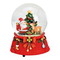 Speeldoos, sneeuwbol met kerstman van poly, gekleurd glas (B/H/D) 11x14x11 cm