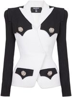 Balmain blazer 4-Button en crêpe bicolore - Noir