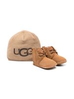 UGG Kids bottines lacées à doublure en peau lainée - Marron