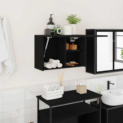 Badkamerwandkast 60x25x40 cm bewerkt hout zwart