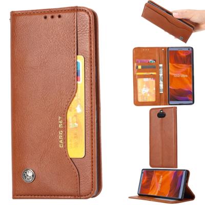 Knead huidtextuur horizontaal Flip lederen case voor Sony Xperia 10 met foto frame & houder & kaartsleuven & portemonnee (bruin)