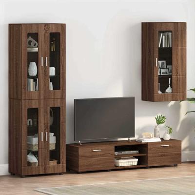 Wandkast bruin eikenkleur 55 x 29 x 100 cm Bewerkt hout