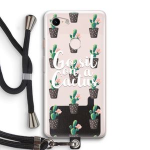 Cactus quote: Pixel 3 Transparant Hoesje met koord