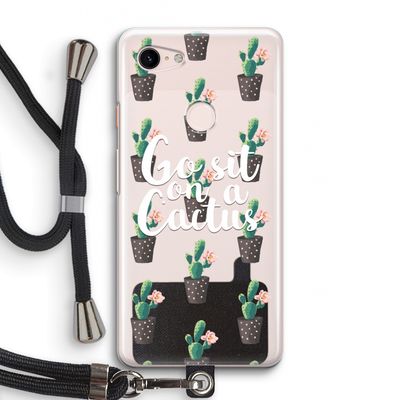 Cactus quote: Pixel 3 Transparant Hoesje met koord