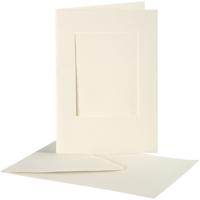 Creativ Company Passepartout kaarten , rechthoek, afmeting kaart 10,5x15 cm, afmeting envelop 11,5x16,5 cm, off-white, 10 set/ 1 doos