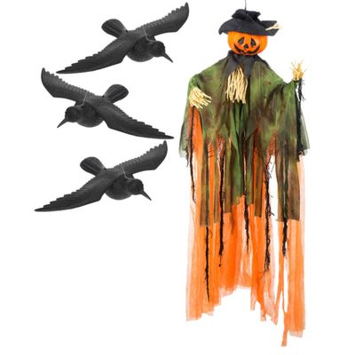 Horror decoratie pakket hangende pompoen vogelverschrikker Horror decoratie pakket hangende pompoen vogelverschrikker