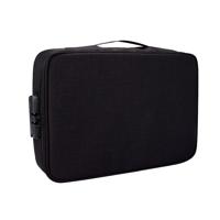 ZJ01 waterdicht polyester Multi-Layer document opberg zak laptoptas voor alle maten van laptops met wachtwoord vergrendelen (zwart)