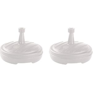 2x Witte ronde parasolvoet plastic 13 liter