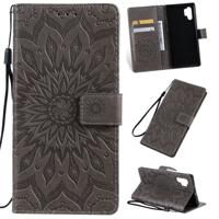Gedrukt afdrukken zonnebloem patroon horizontale Flip PU lederen case voor Galaxy Note 10 +/Note 10 Pro met houder & kaartsleuven & portemonnee & Lan