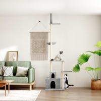 VidaXL Kattenmeubel vloer tot plafond 250,5-276,5 cm lichtgrijs