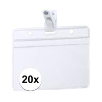 Badgehouders - 20x stuks - naamkaarthouders met clipje - 11,5 x 9,2 cm - met klem
