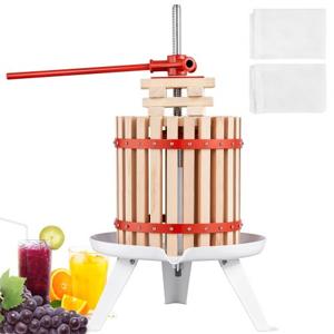 VEVOR fruitpers, sapcentrifuge, bessenpers, 11,3 L, fruitpers, 40 x 40 x 20,5 cm, Zelkova hout, handmatige fruitpers, appelpers, wijnpers, pureepers, sapcentrifuge, fruitmolen met filterzakken