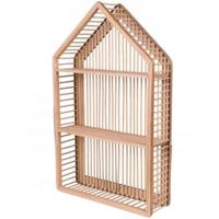 Wandplank/wandrek huis - naturel - Boho stijl - 2 plankjes - 42 x 12 x 66