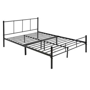 ML-Design metalen bed zwart, 140x200 cm, op stalen frame met hoofdbord en lattenbodem