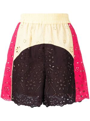 Goen.J short de sport à broderie anglaise - Multicolore
