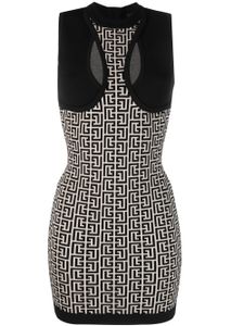 Balmain monogram jacquard mini dress - Tons neutres