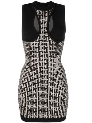 Balmain robe courte à motif monogrammé - Tons neutres Balmain robe courte à motif monogrammé - Tons neutres