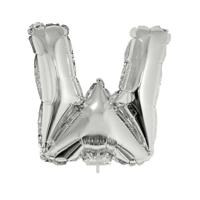 Folieballon letter W - 41 cm - zilver - feestdecoratie - versiering