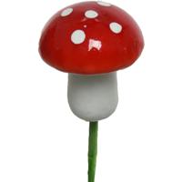 Decoris paddenstoelen stekers - 15x st - 2.5 cm - kerststukje decoratie