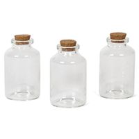 3x Kleine decoratieve glazen flesjes met kurken dop 30 ml   - - thumbnail