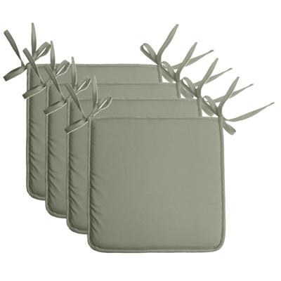 Stof Textile Home stoelkussens - 4x - groen - 38 x 38 x 3 cm - voor binnen - vierkant