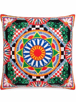 Dolce & Gabbana coussin en soie à imprimé géométrique - Blanc