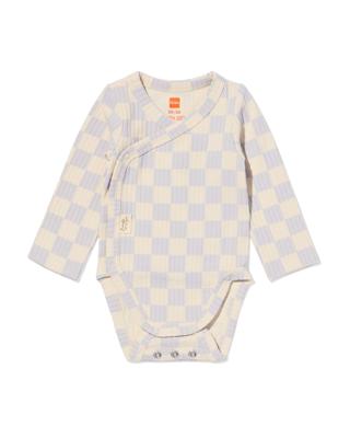HEMA Newborn meegroei overslagromper rib blokken lichtgrijs (lichtgrijs)