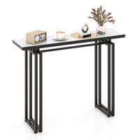 Console Tafel Marmerlook Bijzettafel Smal met Metalen Frame Gangtafel Entree Tafel voor Woonkamer Entree 110 x 30 x 81 cm (Zwart)