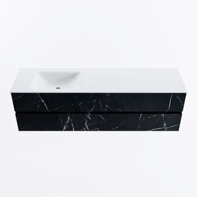MONDIAZ VICA 170cm badmeubel onderkast Marquina 4 lades. Wastafel CLOUD links zonder kraangat, kleur Talc.