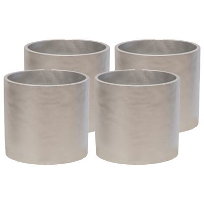 Plantenpot/bloempot - 4x - keramiek - zilver - D11 x H10 cm Plantenpot/bloempot - 4x - keramiek - zilver - D11 x H10 cm