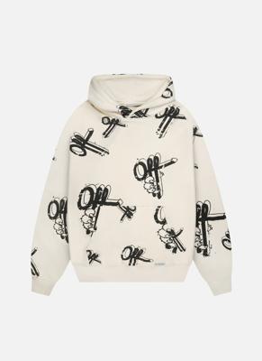 Off The Pitch Off Mark Hoodie Heren Gebroken Wit - Maat S - Kleur: Gebroken Wit | Soccerfanshop