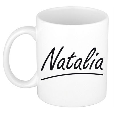 Naam cadeau mok / beker Natalia met sierlijke letters 300 ml Naam cadeau mok / beker Natalia met sierlijke letters 300 ml