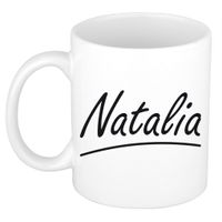 Naam cadeau mok / beker Natalia met sierlijke letters 300 ml - thumbnail