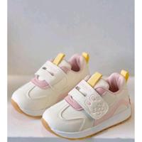 Bon&Bon Baby Non-Slip PU Leather Sneakers - Pink and White Hook Loop 21