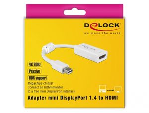 DeLOCK 63935 video kabel adapter 0,1 m Mini DisplayPort HDMI Wit