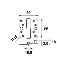 Paumelle rvs rhvh rs 89x89 geborst. - thumbnail