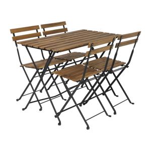 Bistro set Rhodos  - hout/metaal - bruin/zwart - 5-delig