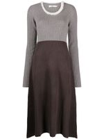 b+ab robe mi-longue nervurée à empiècements - Gris