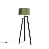 QAZQA Vloerlamp tripod zwart met groene kap en goud 50 cm - Puros - thumbnail