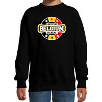 Have fear Belgium is here / Belgie supporter sweater zwart voor kids - thumbnail