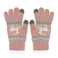 LGT JWLS Winterse Dameshandschoenen - Roze Wit met Rendier