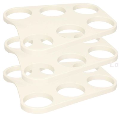 Dienblad/bekerhouder voor 6 bierglazen - 3x - wit - kunststof