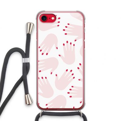 Hands pink: iPhone SE 2020 Transparant Hoesje met koord