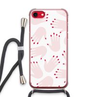 Hands pink: iPhone SE 2020 Transparant Hoesje met koord