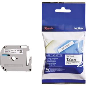 Brother Labelling Tape - 12mm, Black/White, Blister labelprinter-tape M