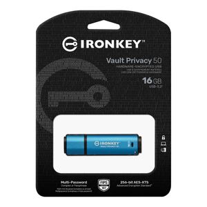 Kingston Technology IronKey Vault Privacy 50 USB flash drive 16 GB USB Type-A 3.2 Gen 1 (3.1 Gen 1) Blauw