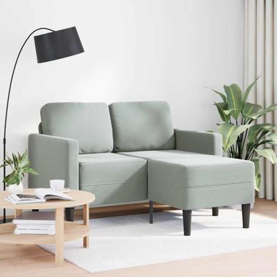2-zitsbank met ligstoel L-vormig lichtgrijs 125 cm fluweel