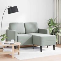 2-zitsbank met ligstoel L-vormig lichtgrijs 125 cm fluweel