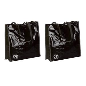 2x stuks boodschappen shopper tas zwart